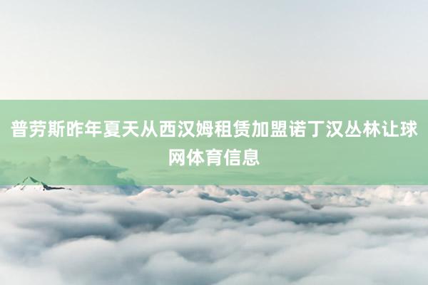 普劳斯昨年夏天从西汉姆租赁加盟诺丁汉丛林让球网体育信息