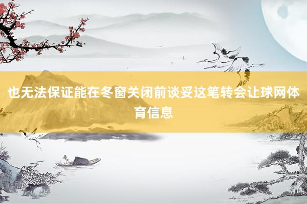 也无法保证能在冬窗关闭前谈妥这笔转会让球网体育信息