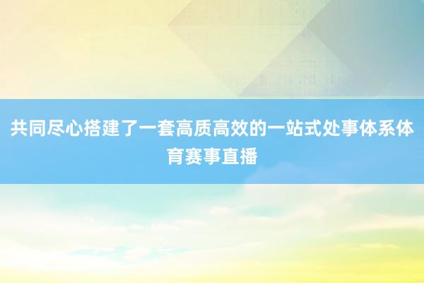 共同尽心搭建了一套高质高效的一站式处事体系体育赛事直播