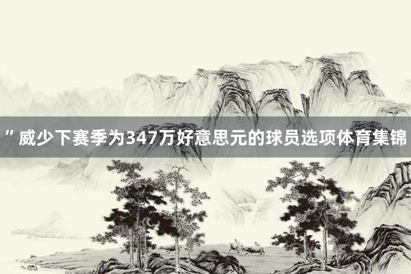 ”威少下赛季为347万好意思元的球员选项体育集锦