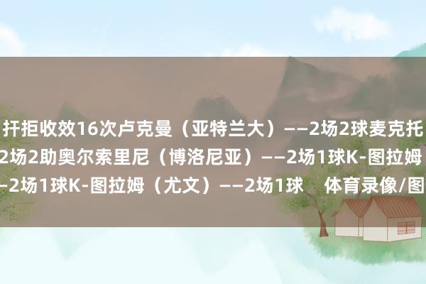 扞拒收效16次卢克曼（亚特兰大）——2场2球麦克托米奈（那不勒斯）——2场2助奥尔索里尼（博洛尼亚）——2场1球K-图拉姆（尤文）——2场1球    体育录像/图片
