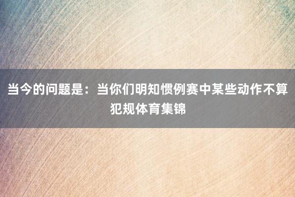 当今的问题是：当你们明知惯例赛中某些动作不算犯规体育集锦