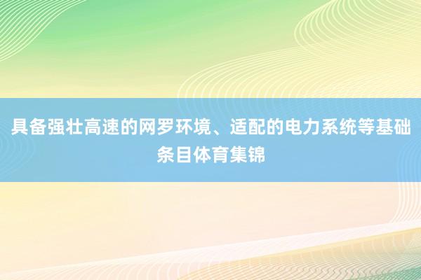 具备强壮高速的网罗环境、适配的电力系统等基础条目体育集锦