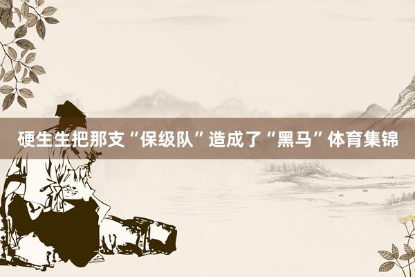 硬生生把那支“保级队”造成了“黑马”体育集锦