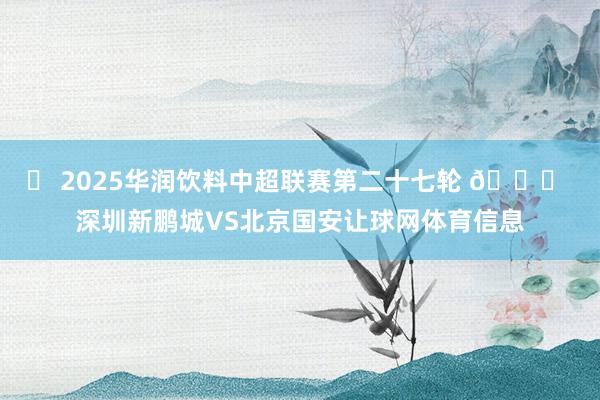 ⚽ 2025华润饮料中超联赛第二十七轮 🆚 深圳新鹏城VS北京国安让球网体育信息