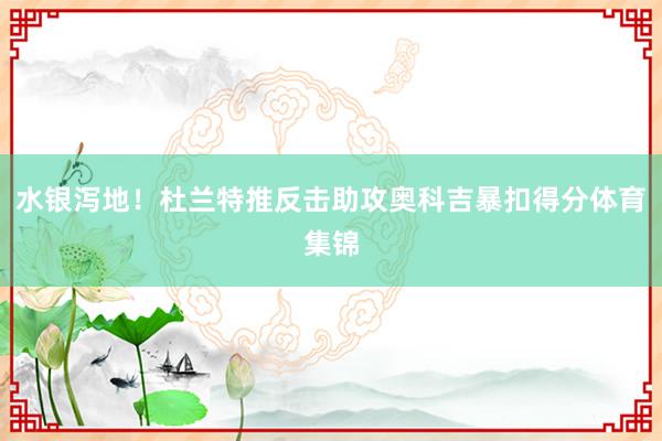 水银泻地！杜兰特推反击助攻奥科吉暴扣得分体育集锦
