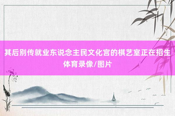 其后别传就业东说念主民文化宫的棋艺室正在招生体育录像/图片