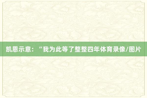 凯恩示意：“我为此等了整整四年体育录像/图片
