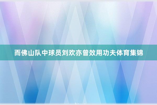 而佛山队中球员刘欢亦曾效用功夫体育集锦