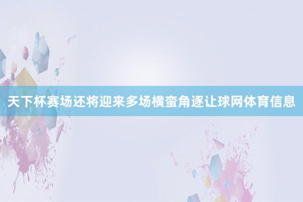 天下杯赛场还将迎来多场横蛮角逐让球网体育信息